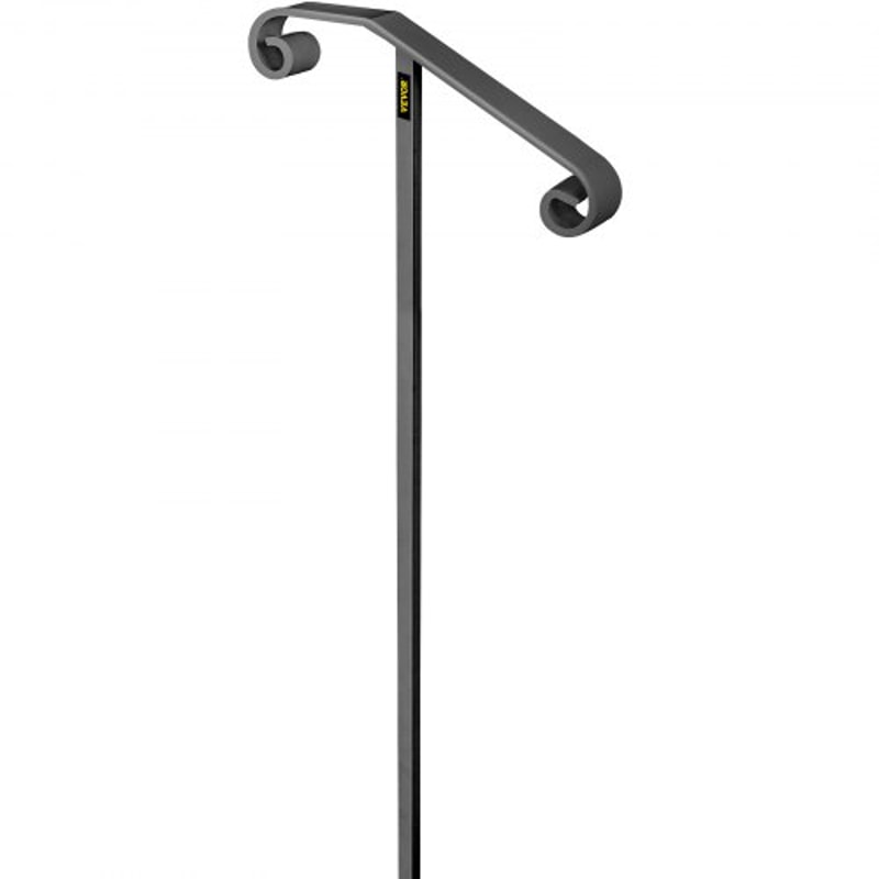 Single Post Handrail Wrought Iron Post Mount Step Grab Rail Fits 1 Or 2 Steps GroundMounted Long Po 0