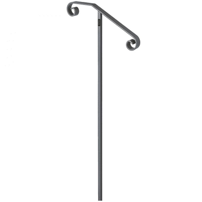 Single Post Handrail Wrought Iron Post Mount Step Grab Rail Fits 1 Or 2 Steps GroundMounted Long Po 9