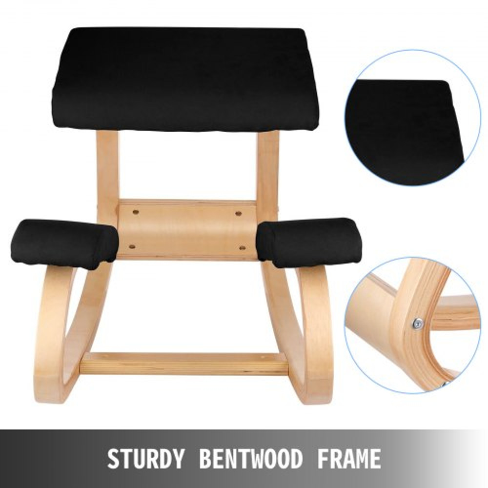 Wooden Ergonomic Kneeling Chair With Memory Seat Cushion Posture Correcting Rocking Knee Stool For  2