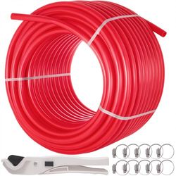 pex pipe tubing red, non-oxygen barrier pex-b plumbing pipe for radiant floor heating & potable water systems