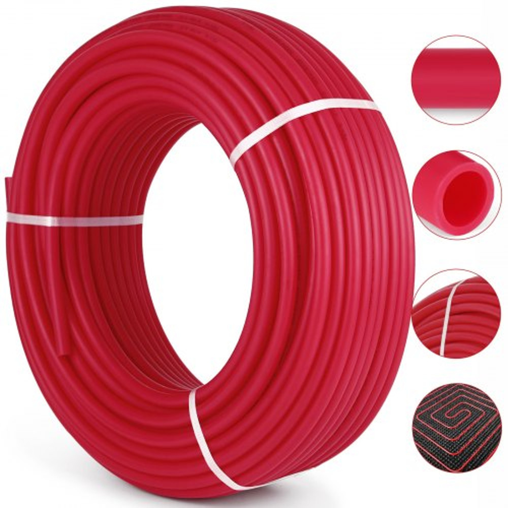 34 X 500ft PEX Tubing Oxygen Barrier PEX Pipe For Hydronic Radiant Floor Heat Heating System Red EV 1