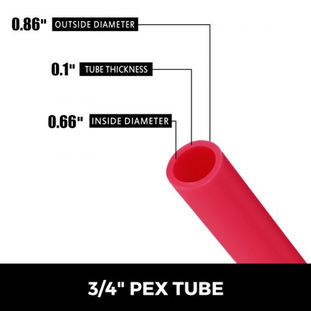 34 X 500ft PEX Tubing Oxygen Barrier PEX Pipe For Hydronic Radiant Floor Heat Heating System Red EV 2