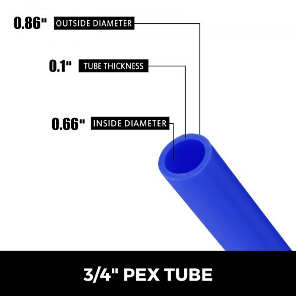 3/4" x 300ft Blue PEX-B Tubing, Non-Oxygen Barrier PEX Pipe for Hot & Cold Water Plumbing, Radiant Floor Heating