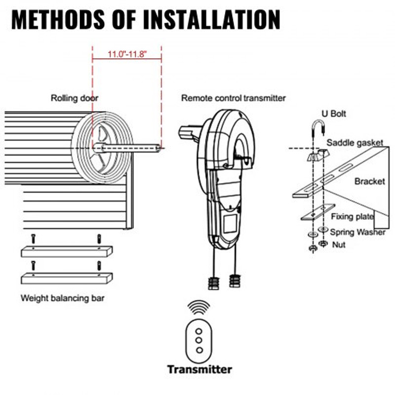 110V Electric Roller Gate Opener Kit Auto Garage Door Opener With 2 Remote Controls For Secure Acce 6