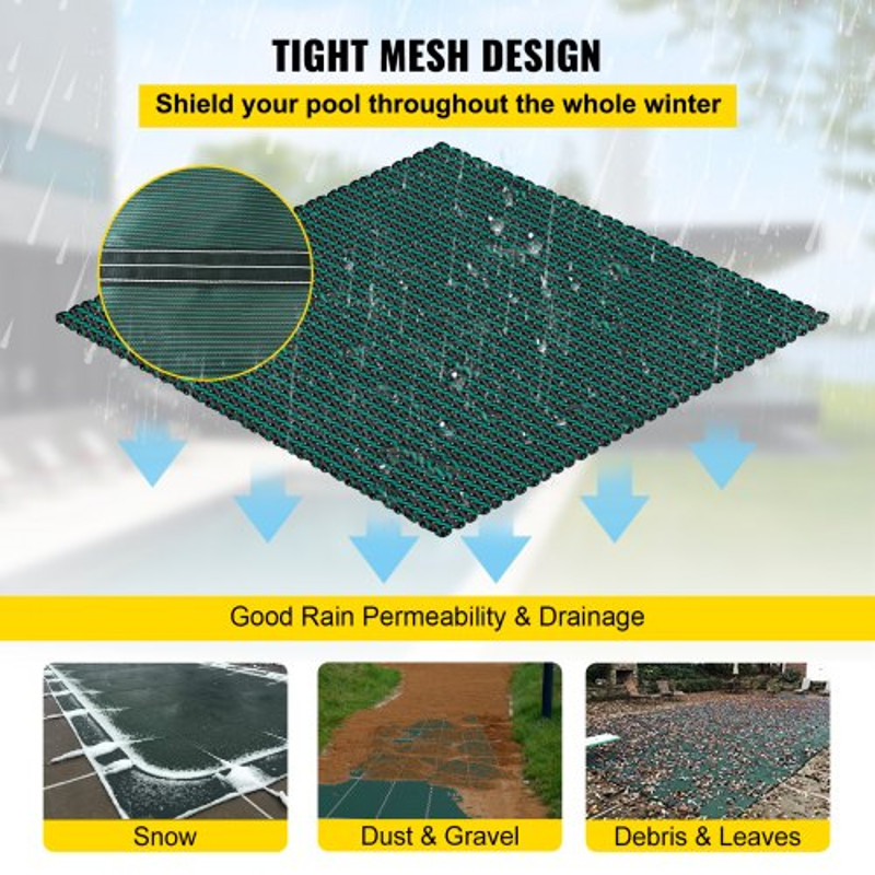 18x32ft Rectangle Inground Safety Pool Cover Green Mesh Solid Winter Cover For Swimming Pools 6