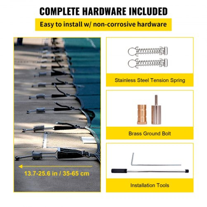 20x40ft Green Mesh Pool Cover with 4x8ft Center & End Steps, Solid Winter Safety Cover for Inground Swimming Pools