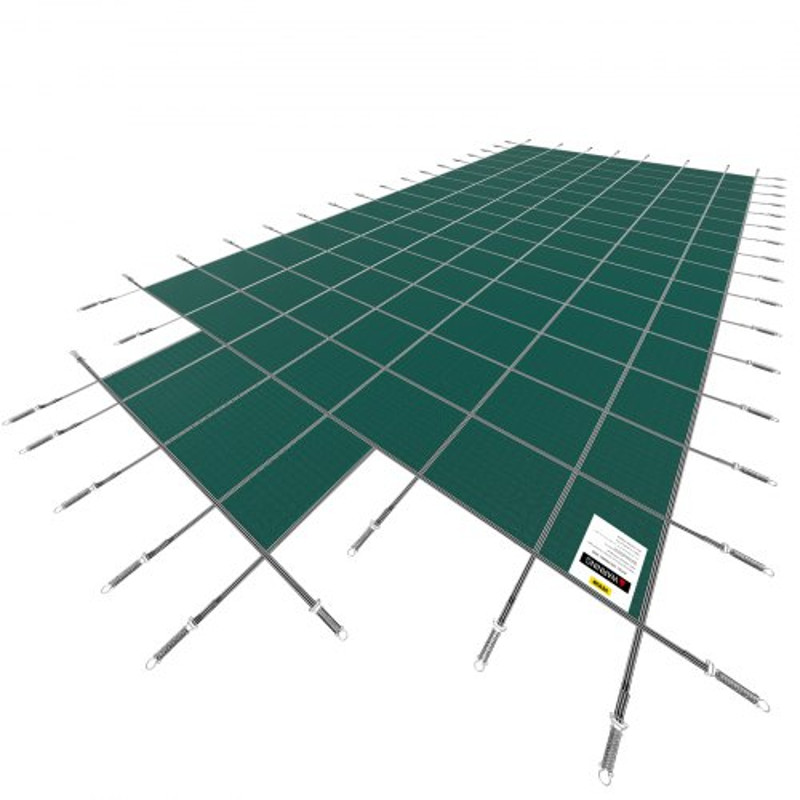 20x40ft Green Mesh Pool Cover with 4x8ft Center & End Steps, Solid Winter Safety Cover for Inground Swimming Pools