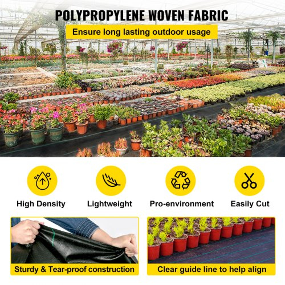 Heavy Duty Woven Weed Barrier Fabric, Geotextile Fabric Underlayment, High Permeability Landscape Cloth