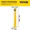 Steel Safety Bollard, Yellow Powder-Coated Pipe Barrier with Anchor Bolts, Ideal Safety Barrier Bollard for Parking