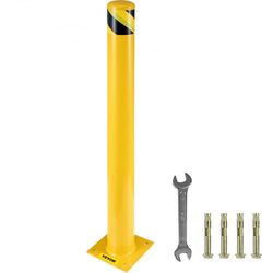 heavy-duty steel safety bollard, yellow powder coat pipe safety barrier with anchor bolts, ideal for high-traffic zones