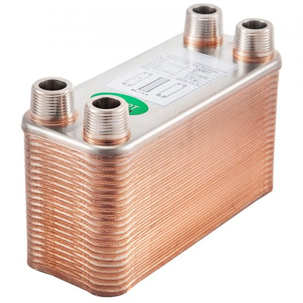 40 Plates Brazed Plate Heat Exchanger, 316L Stainless Steel, 3/4" MPT Ports, B3-12A for Beer Wort Chiller