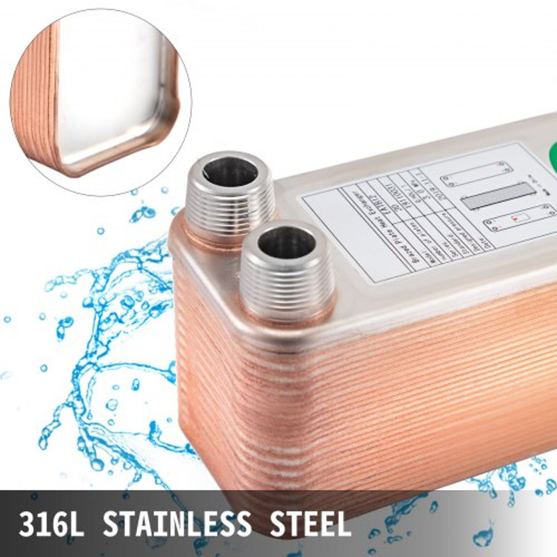 B1230 Brazed Plate Heat Exchanger 30 Plates 316L Stainless Steel 34 MPT Ports For Efficient Hydroni 4