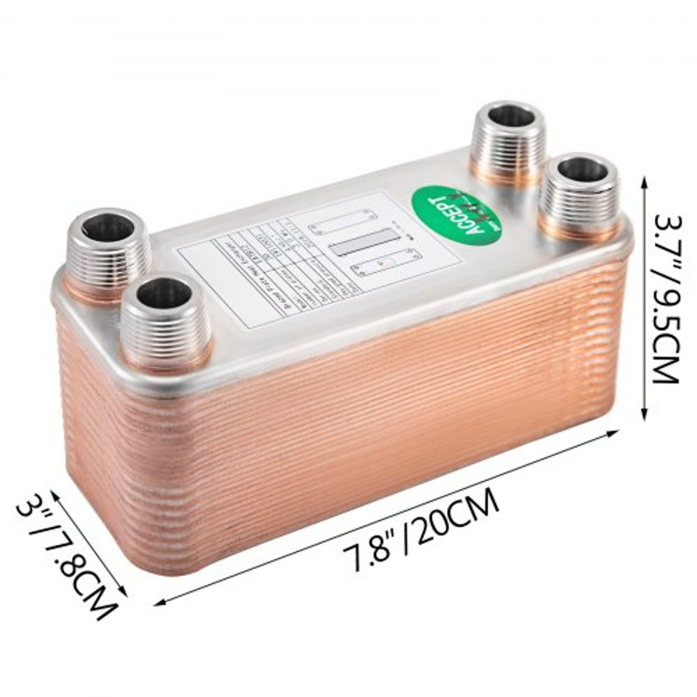B1230 Brazed Plate Heat Exchanger 30 Plates 316L Stainless Steel 34 MPT Ports For Efficient Hydroni 8
