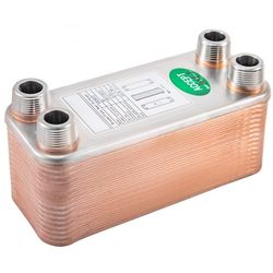 b12-30 brazed plate heat exchanger, 30 plates, 316l stainless steel, 3/4" mpt ports for efficient hydronic