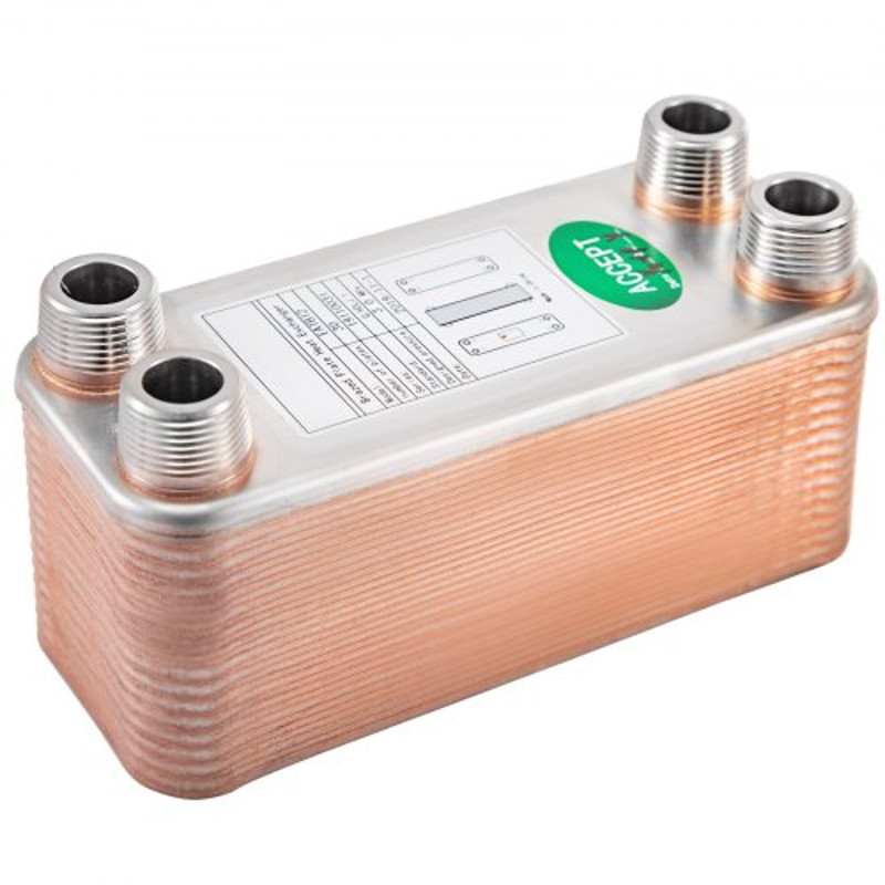 B1230 Brazed Plate Heat Exchanger 30 Plates 316L Stainless Steel 34 MPT Ports For Efficient Hydroni 0