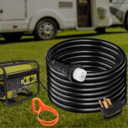 50ft 50a generator power cord, heavy-duty 125v/250v extension cord with n14-50p to cs6364 twist lock connectors