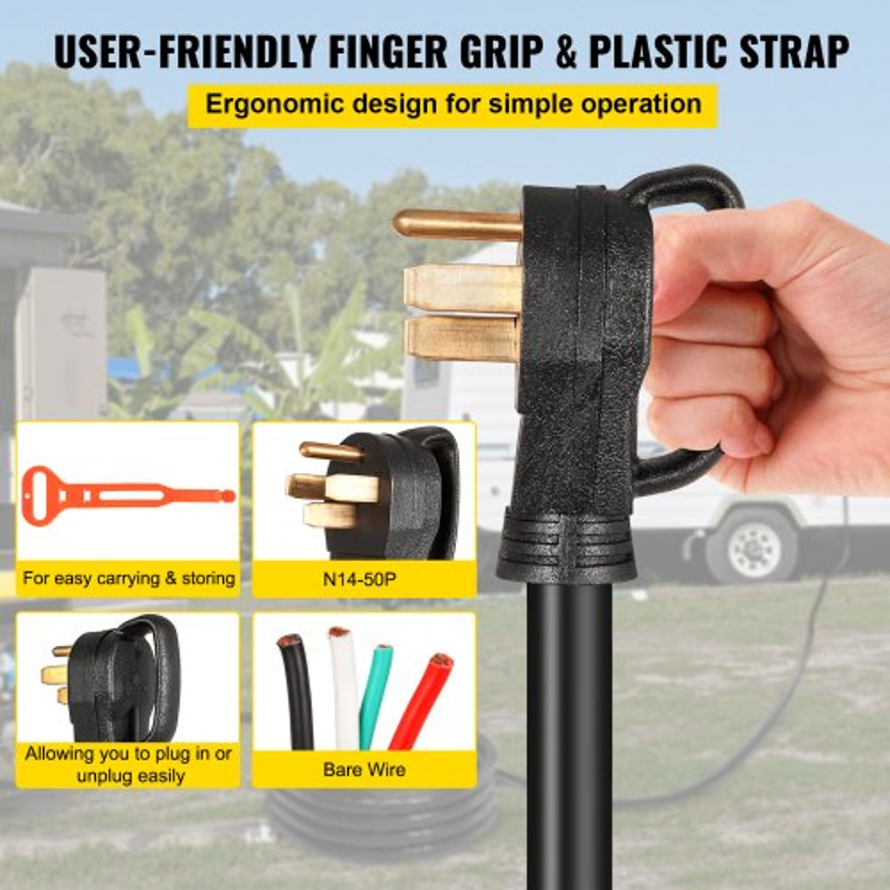 50A Generator Power Cord 50FT HeavyDuty Extension Cord N1450P To Bare Wire Cut Wire Cord For RV Mot 7