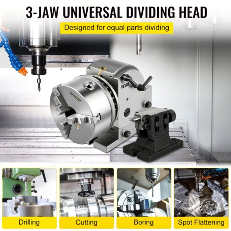 BS1 SemiUniversal Dividing Head With 6 3Jaw Chuck Precision Milling Set For Grinding Drilling Mach 2
