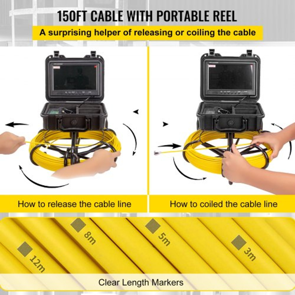 150ft Industrial Endoscope Camera With 9 LCD HD Sewer  Drain Inspection Camera For Home Wall Duct D 5