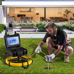 150ft industrial endoscope camera with 9" lcd, hd sewer & drain inspection camera for home wall, duct, drain.