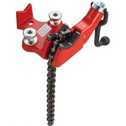 5-inch heavy duty bench vise, cast iron chain pipe clamp with neoprene-coated jaw & smooth crank handle operation