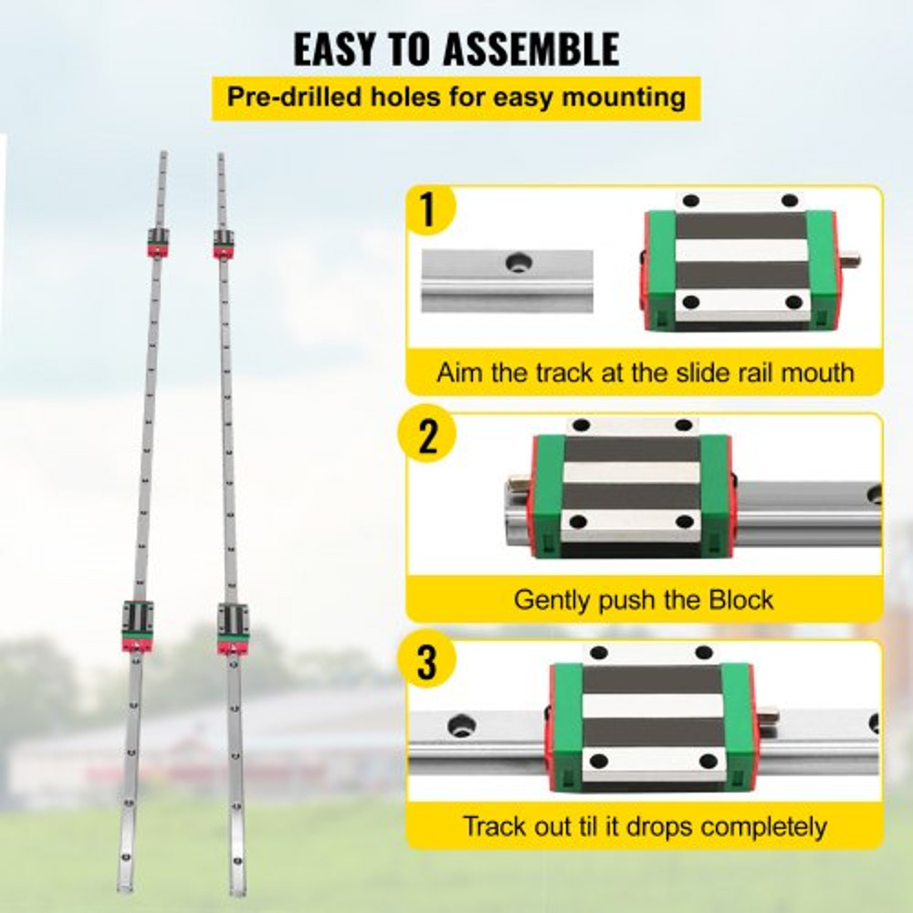 HSR151500mm Linear Rail Guide Set 2x 59 Guideway Rails With 4 Square Carriage Bearing Blocks For CN 5