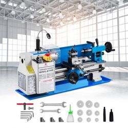 7"x12" metal lathe machine, 550w high-precision mini lathe with variable speed, nylon gears & led lamp for professional