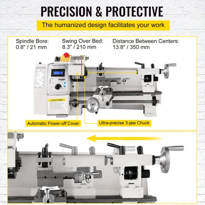 8x14 Small Metal Lathe 650W Variable Speed Milling Machine 502250 RPM For Precision Metal Turning   4