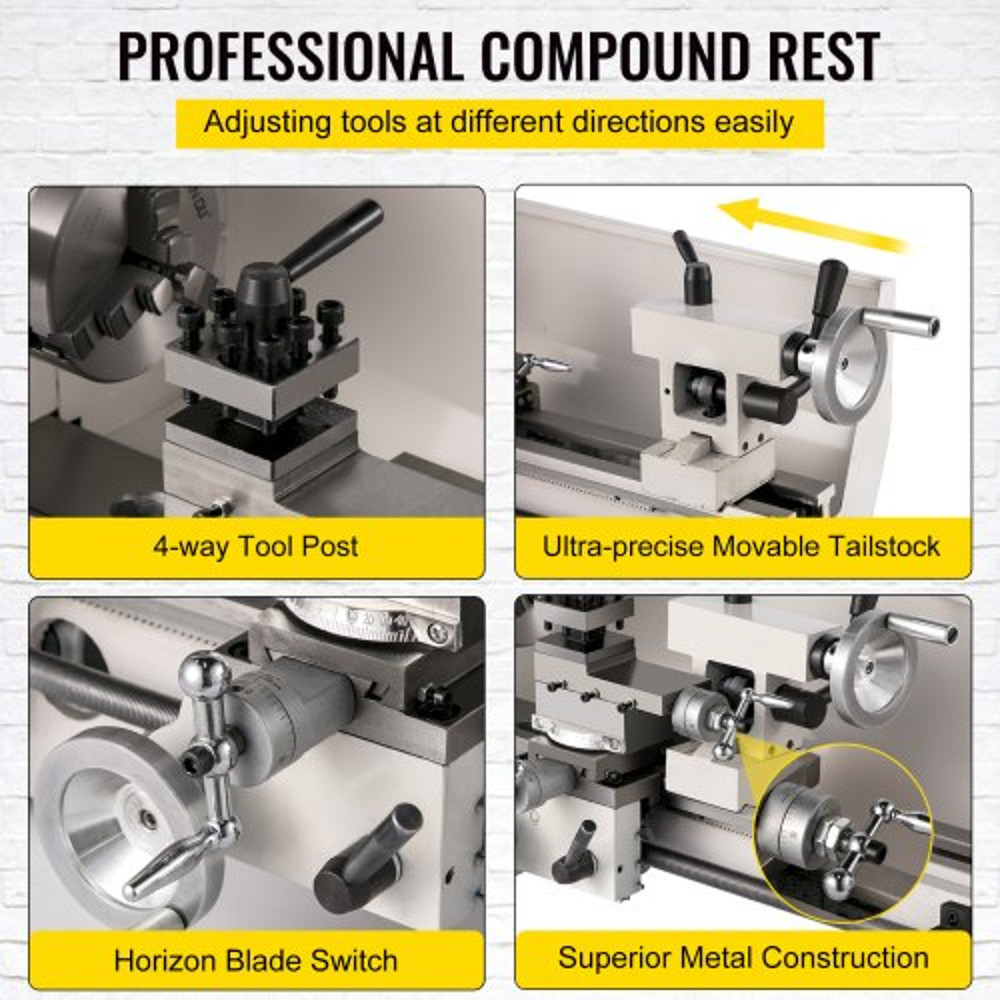 8x14 Small Metal Lathe 650W Variable Speed Milling Machine 502250 RPM For Precision Metal Turning   5