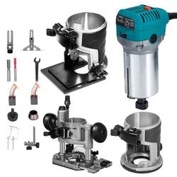 710w compact router trimmer kit, 1.25hp variable speed wood router with fixed/plunge base, max 30,000 rpm for precision