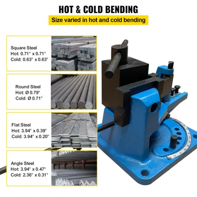 Heavy-Duty UB Universal Metal Bender, Manual Rebar, Angle Iron, Round & Flat Steel Strip Bending Tool, Detachable Lever