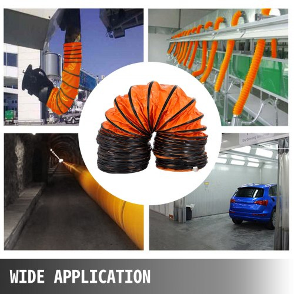 Durable PVC Flexible Duct Hosing Exhaust Fan, Industrial Orange Vent Hose for Ventilation, Fume Extraction, Air Movement