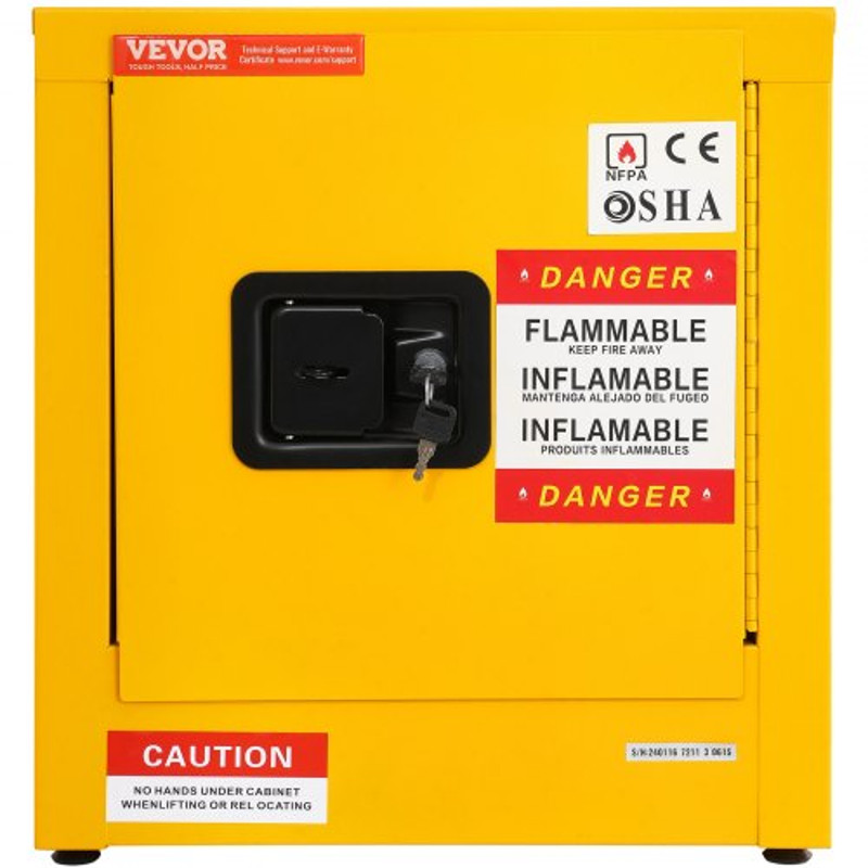 Galvanized Steel Flammable Cabinet, Safety Storage with Adjustable Shelf, Lock for Industrial, Commercial, Home