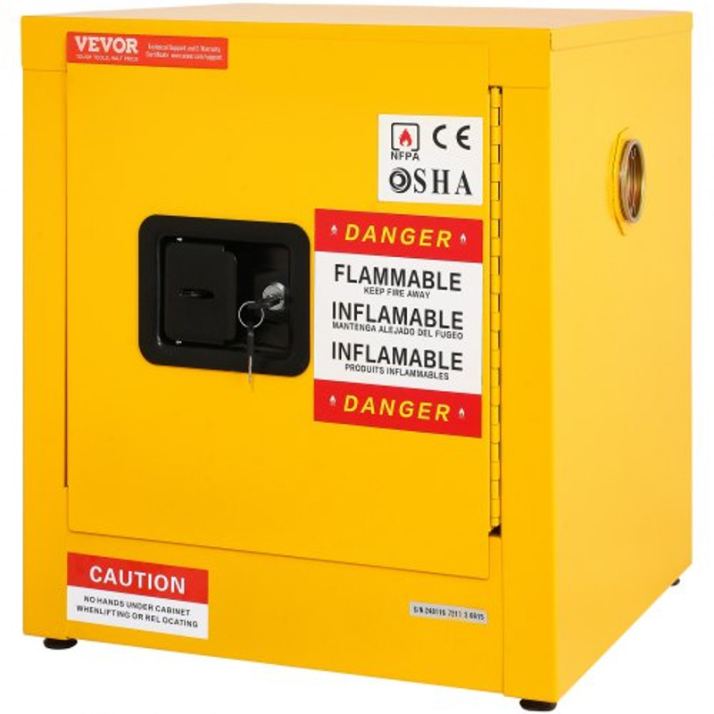 Galvanized Steel Flammable Cabinet, Safety Storage with Adjustable Shelf, Lock for Industrial, Commercial, Home