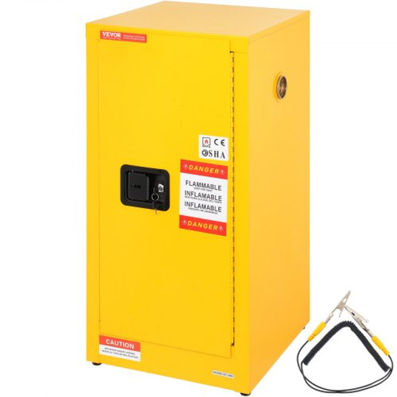 Adjustable Shelf Flammable Storage Cabinet, Galvanized Steel Safety Cabinet for Flammable Liquids, Commercial & Home Use