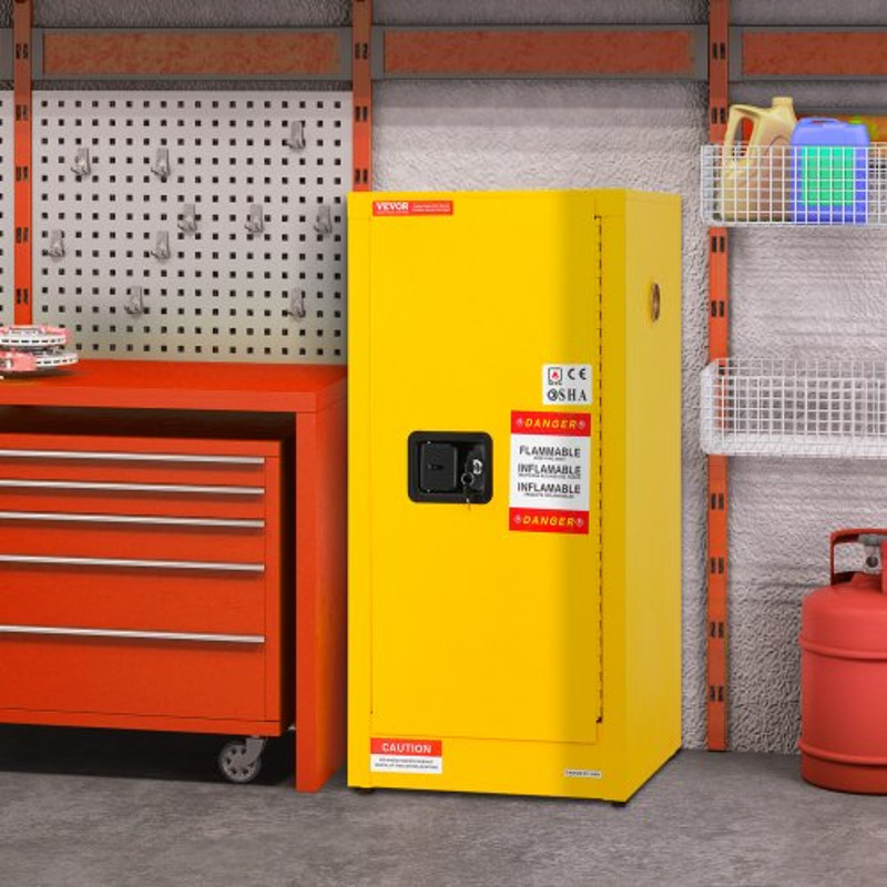 Adjustable Shelf Flammable Storage Cabinet, Galvanized Steel Safety Cabinet for Flammable Liquids, Commercial & Home Use