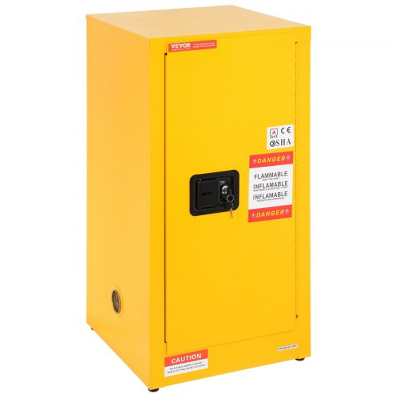 Adjustable Shelf Flammable Storage Cabinet, Galvanized Steel Safety Cabinet for Flammable Liquids, Commercial & Home Use