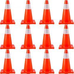 traffic safety cones, reflective parking cones with stable pvc base for driveway, road work, construction & hazard zone