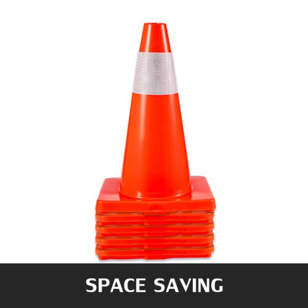18" Orange Traffic Cone with Reflective Collars, 20-Pack PVC Safety Road Parking Cones for Hazard Construction
