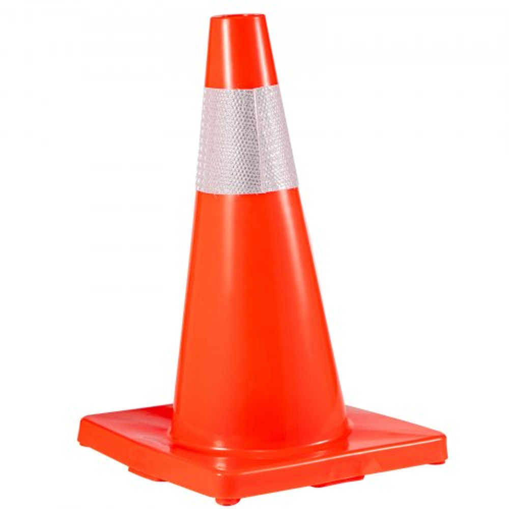 18" Orange Traffic Cone with Reflective Collars, 20-Pack PVC Safety Road Parking Cones for Hazard Construction