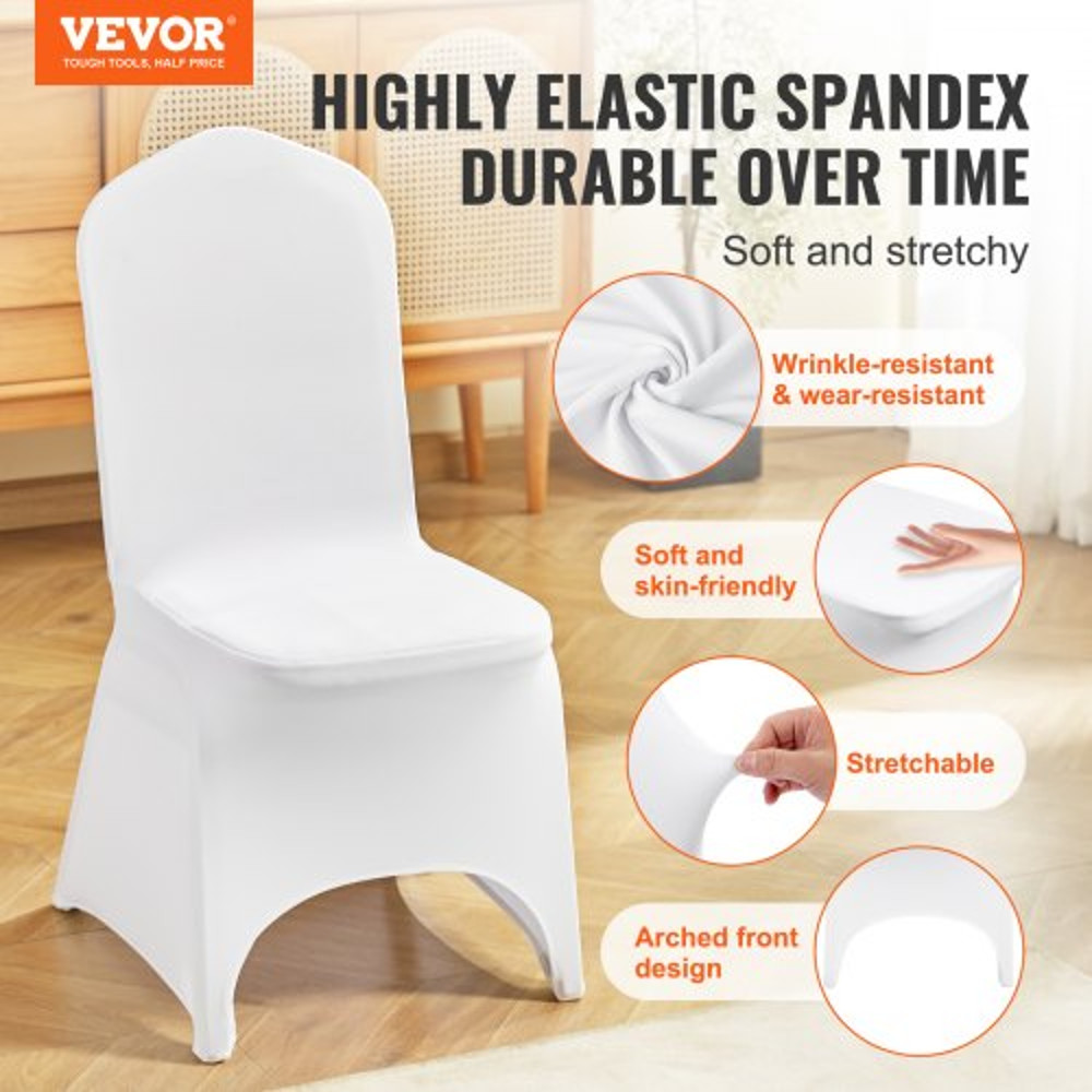 Universal Stretch Spandex Folding Chair Covers 100Pack Washable Arched Front Slipcovers For Wedding 2