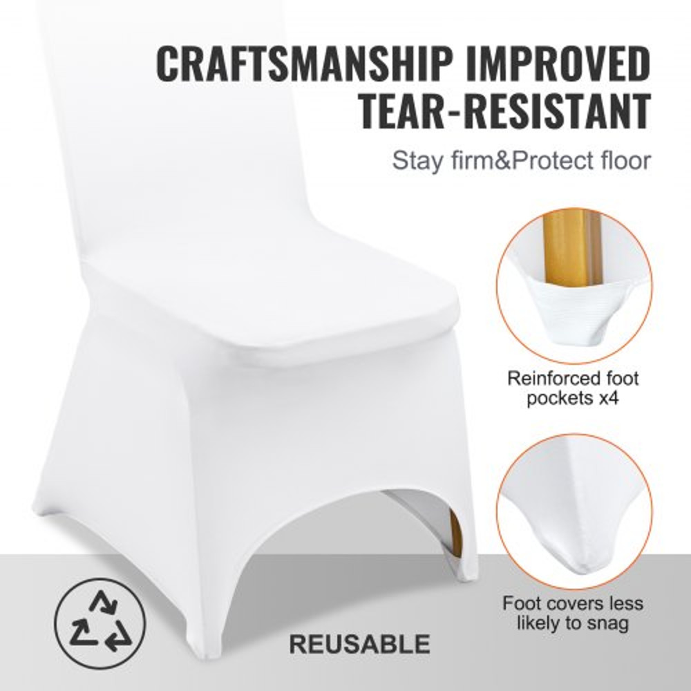 Universal Stretch Spandex Folding Chair Covers 100Pack Washable Arched Front Slipcovers For Wedding 5