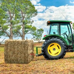 2-pack red coated bale forks, 49" bale hay spike with quick attach system, 4500lb capacity for buckets, tractors