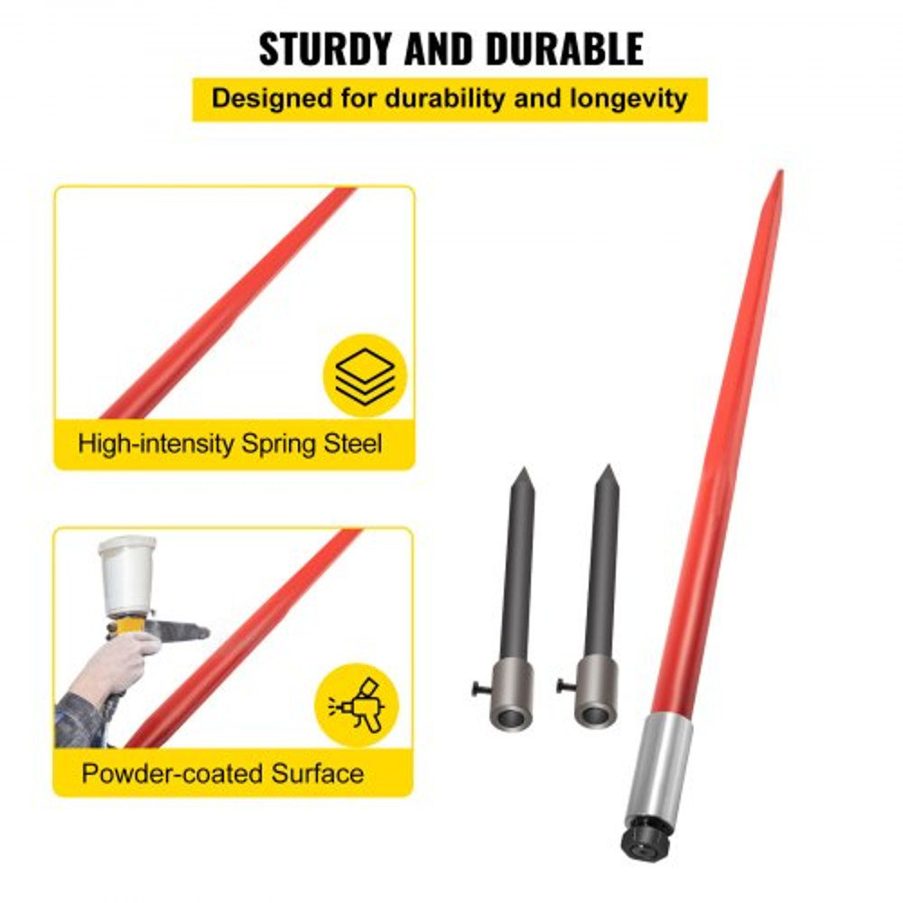 HeavyDuty Hay Bale Spear Set Quick Attach 49 Bale Spike With Hex Nut Sleeve 2 Stabilizer Spears F 3