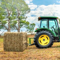3600 lbs capacity black coated bale forks, 39" bale hay spike with hex nut & sleeve for tractors, loaders & buckets