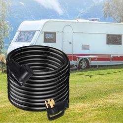 50 amp rv extension cord, 25 ft power supply cable with 6 awg copper wire, weatherproof for motorhome, camper & trailer