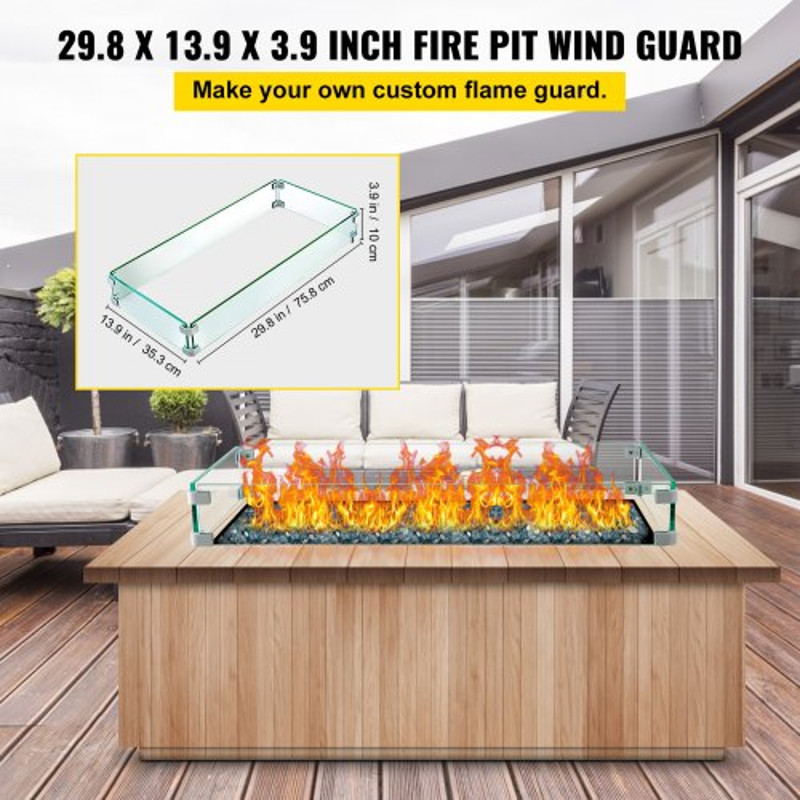 Fire Pit Wind Guard HeavyDuty Tempered Glass Wind Screen Fence 295 X 136 Inch 2