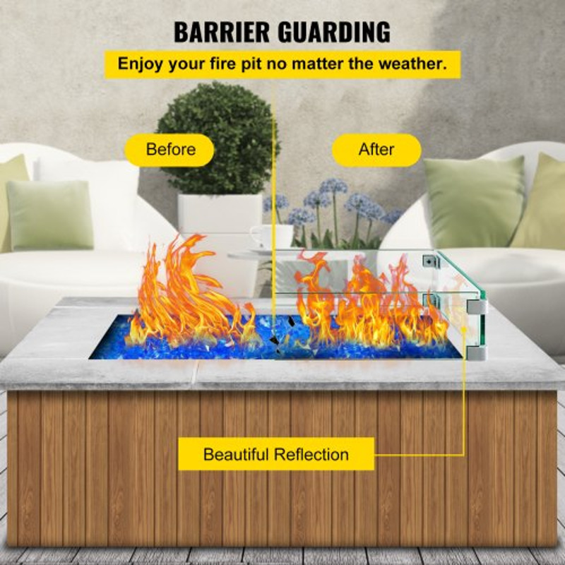 Fire Pit Wind Guard HeavyDuty Tempered Glass Wind Screen Fence 295 X 136 Inch 4