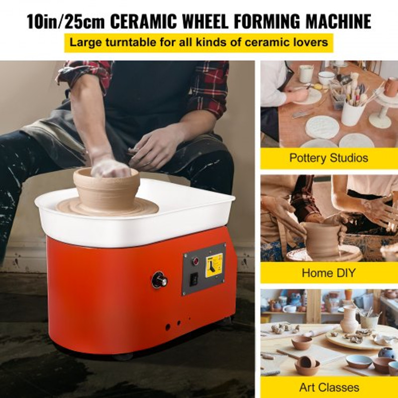 25cm Pottery Wheel 350W Electric Ceramics Clay Forming Machine With Aluminum Alloy Wheel DIY Tool 2