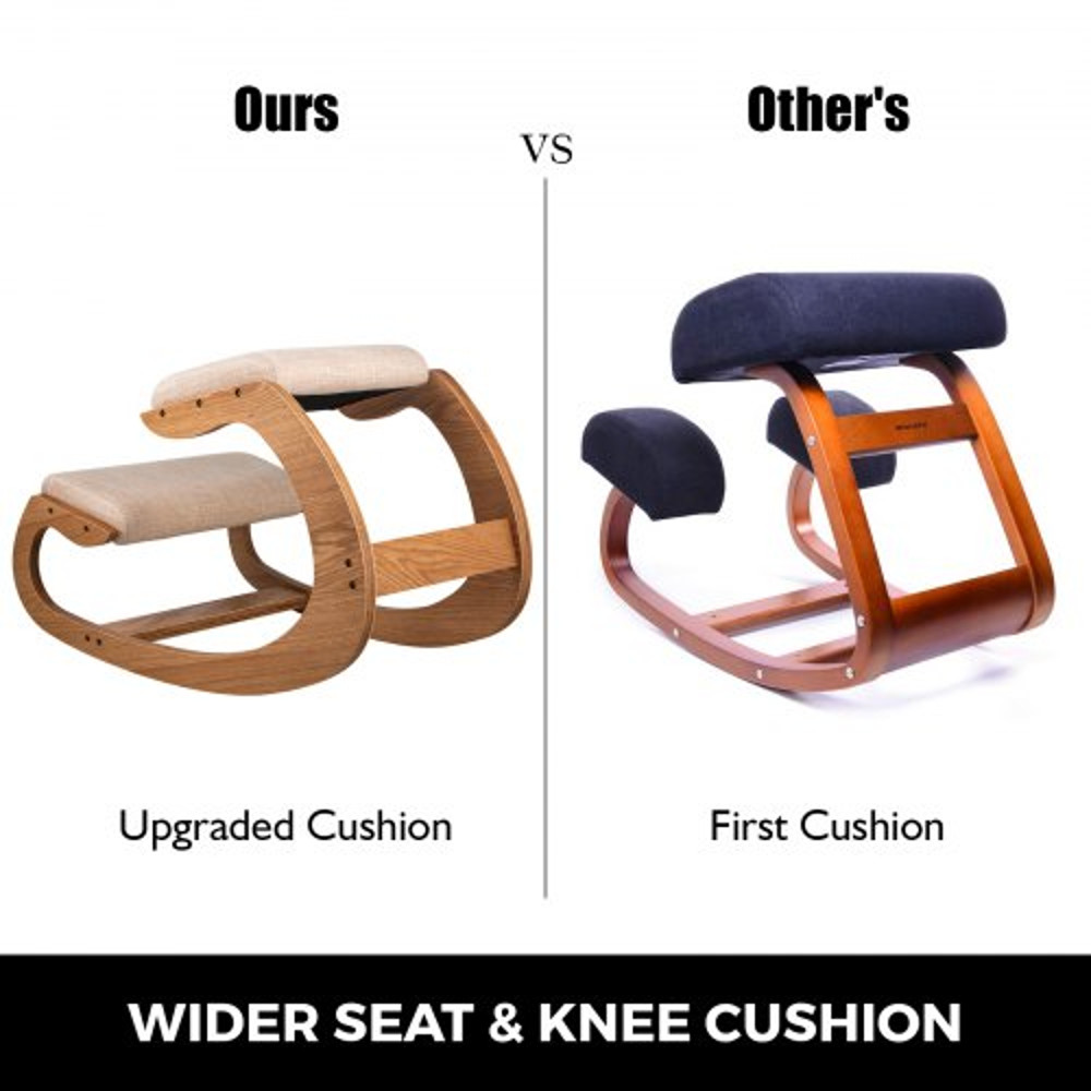 Ergonomic Kneeling Chair for Better Posture, Heavy Duty Wooden Kneeling Stool for Office, Meditation & Home Use